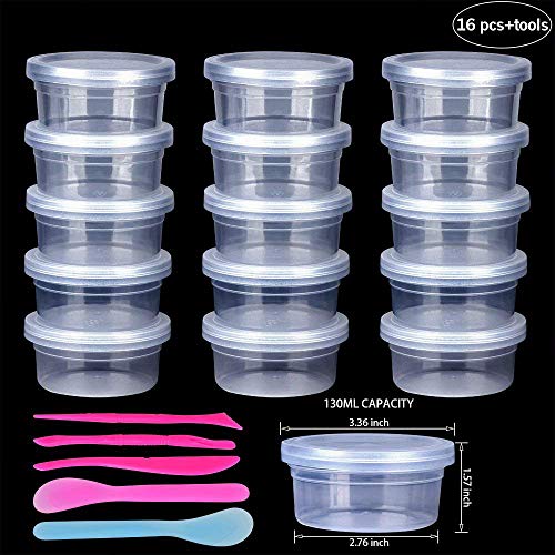 Slime Storage Containers for Slime, Foam Ball Beads and Fishbowl Beads, 16 Pack