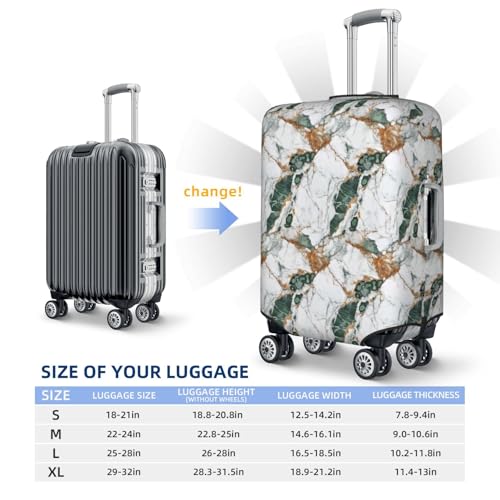 White Green And Gold Marble Elastic Travel Luggage Covers Dustproof Scratch-Resistant Suitcase Protector Fit 22-24 Inch4