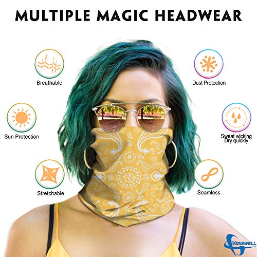 Image of Venswell Neck Gaiter Face Mask Men Women,Seamless Bandana Rave Face Cover Scarf Mask,Balaclava,Headband, Head Wrap,Headwear