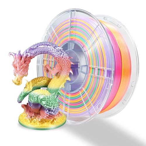 Image of iBOSS 3D Printer Filament 1.75mm, Colorful Macaron Rainbow PLA+ Filament Strong Toughness No-Tangling Filament 3D Printing Filament Fit Most 3D Printers, 1kg Spool, Accuracy + /- 0.02mm, Multi-Color