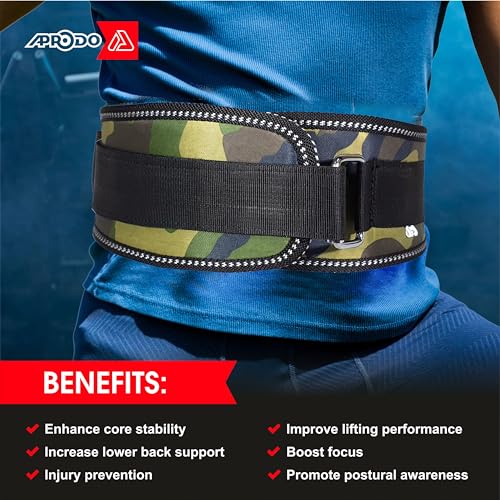Image of APRODO Unisex 5'' inch Wide Nylon Eva Waist Support Belt Sport Pressurized Weightlifting Bodybuilding Fitness Squatting Training Lumbar Back Supporting Safety Belt