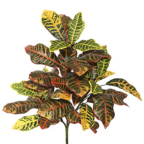 Vickerman 34" Artifical Green And Orange Croton Plant - Faux Indoor Plant Spray - Greenery For Home Or Office Decor - Maintenance Free #TOP25
