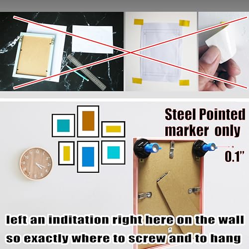 Image of laffeya Precision Hanging Marker Kit, Picture Hanging Spacing Tool Built-in Ruler, Level & Screws - Marking for Perfectly Aligned Photo Walls & Artwork (Steel Pointed)