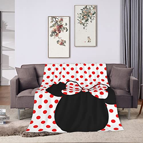 Spwuxkj 501476582 Cute Bow And Polka Dot Blanket Air Conditioner Blanket Lightweight Nap Flannel Blanket Soft For Sofa Bed Living Room Suitable thumb #4