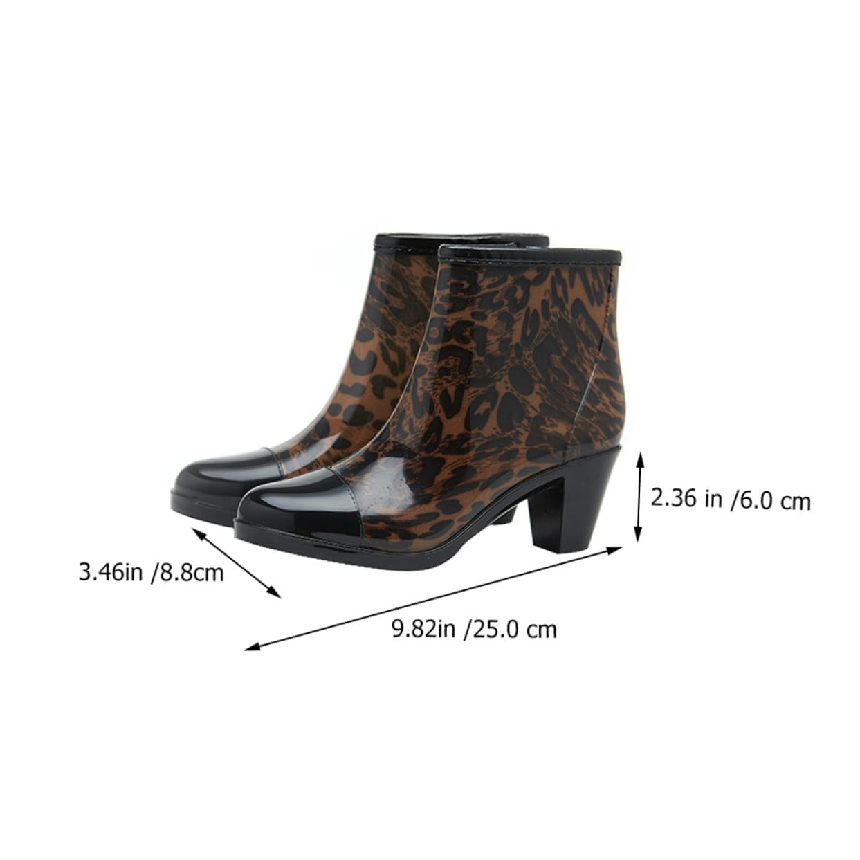 Botas de Lluvia para Mujer de Tacón Alto Cortas Pvc