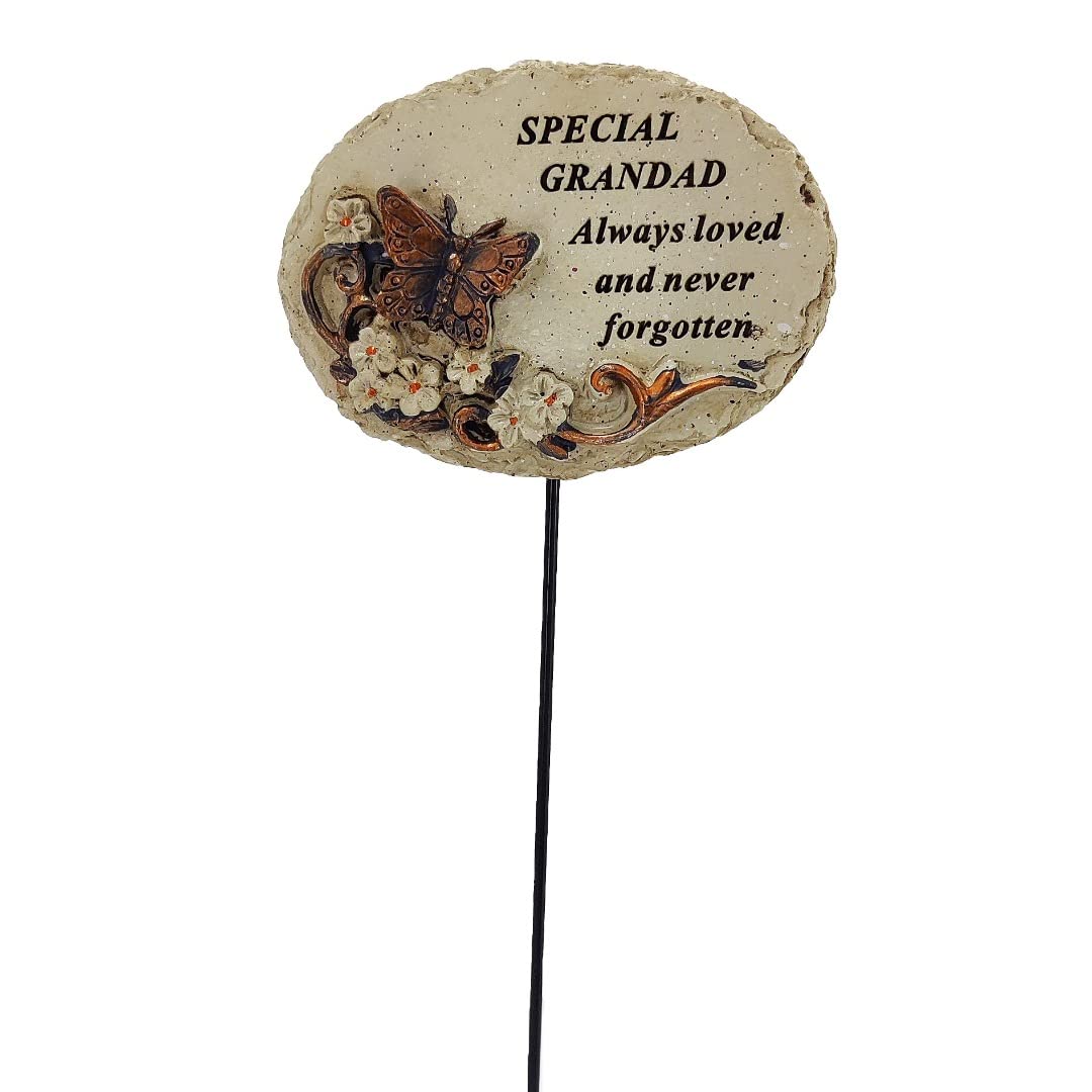 Angravememorials Multicoloured Special Grandad Always Loved Butterfly Memorial Tribute Stick Graveside Plaque
