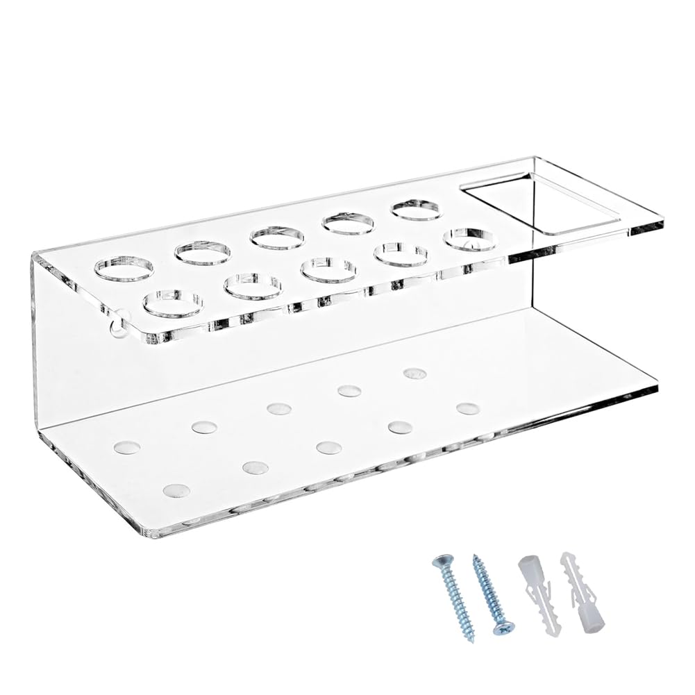 CTRLZS Dry Erase Marker Holder Clear Acrylic Marker Holder with Slots & Eraser Holder Pen Pencil Holder