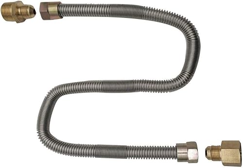 Miniatura 4 de METER STAR Línea flexible de gas sin silbatos para fogata y chimenea, acero inoxidable (24 pulgadas de largo) 12 pulgada NPT macho x 12 pulgada NPT