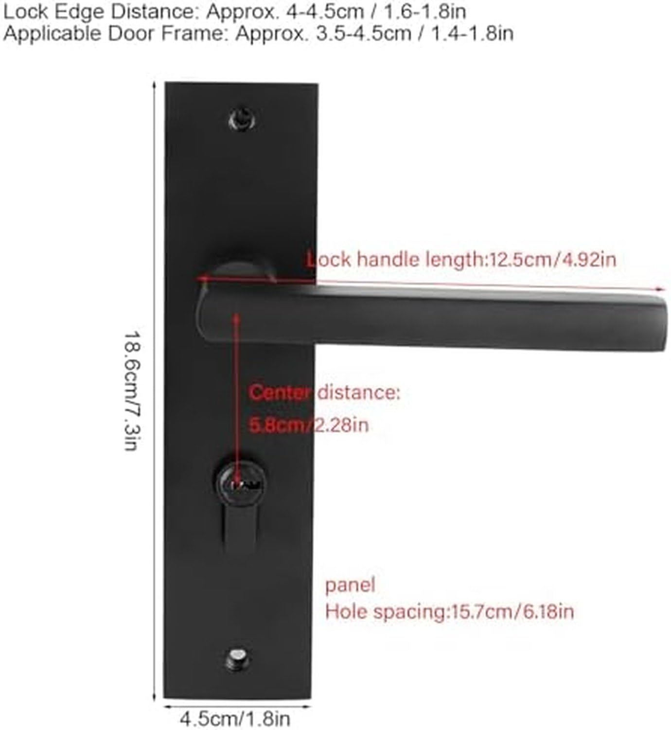 Verrou de Porte intérieur avec Poignée en Aluminium, Ensemble Serrure pour Porte d'entrée avec 3 Clés, Conception Silencieuse à Roulement pour Portes en Bois et