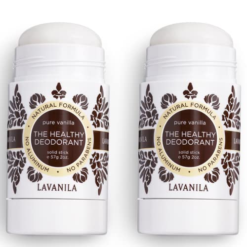 Lavanila Natural Aluminum Free Deodorant 2-Pack, Pure Vanilla - The Healthy Deodorant For Men And Women, Solid Stick (2 Ounce Each), Vegan #TOP7
