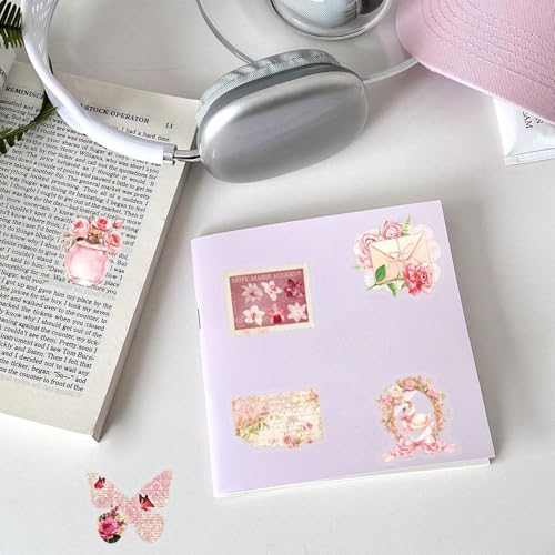 Image of Aesthetic Flowers Stickers Transparent Flora Scrapbook Stickers(P50) | Transparent & Waterproof Sticker for Scrapbook Journal Water Bottle Kindle, DIY Crafts, Party Supplies