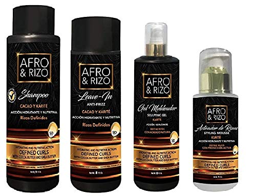 Afro & Rizo Hair Care (4pcsCOMBO-STYLING-MOUSSE&SHAMPOO&LEAVE-IN&SCULPTING-GEL)
