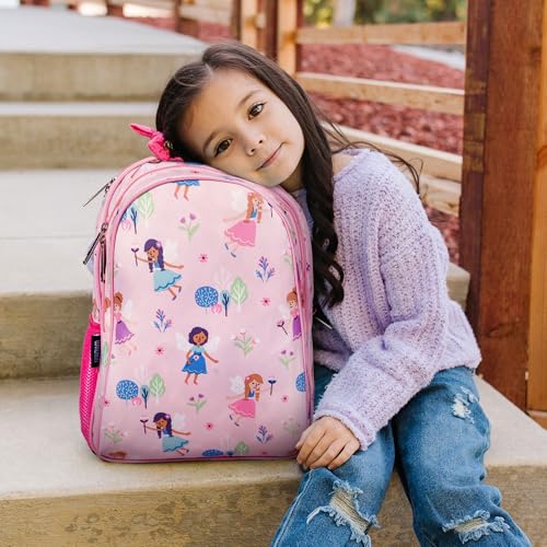 Image of Wildkin 15 Inch Backpack for Kids, Fairy Garden | Ages 5-10, padded straps, side water bottle pocket - coordinates with matching Wildkin lunch boxes