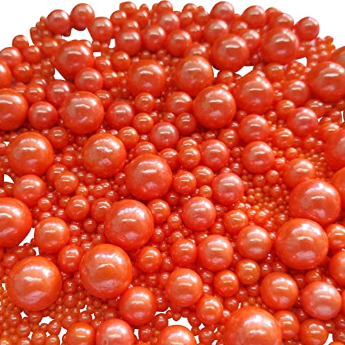Image of Edible Orange Sugar Pearls Candy Sprinkles 120G / 4.23Ounce Baking Cake Sprinkles Cupcake and Cake Topper Cookie Decorations Wedding Party Valentines Halloween Christmas Supplies