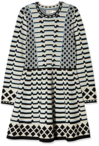 Eliza J Women's Long Sleeve Sweater Dress, Bright Turquoise/Black, Large
