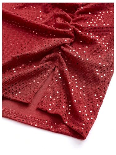 SOLY HUX Women's Sequin Sparkly Skirt High Waisted Ruched Split Hem Going Out Mini Skirts4