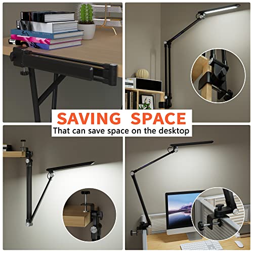 Reifeiniwei Led Desk Lamp,Dimmable 10 Color Modes 2700K-7000K & 10 Brightness,Swing Arm Table Light With Clamp,Eye-Caring Clip-On Lamps With Memory Function For Reading Work Study 700Lm-Black… #TOP4