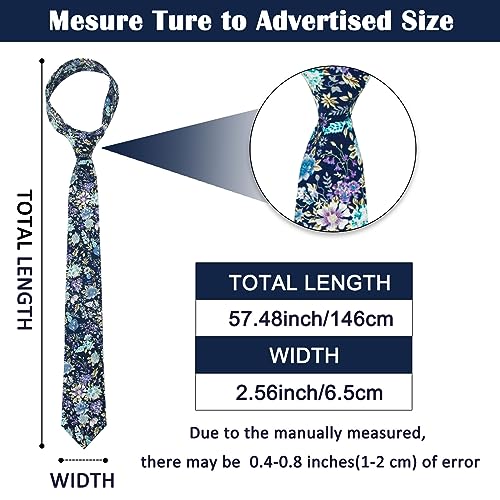 Image of Mantieqingway Men's Cotton Floral Neck Tie 2.56'' Printed Skinny Tie