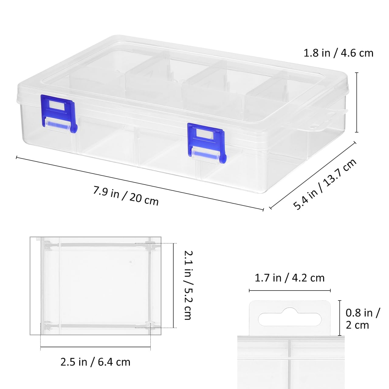 Cabilock 2 scatole trasparenti multi griglia organizer con divisori rimovibili per perline artigianali gioielli e parti design