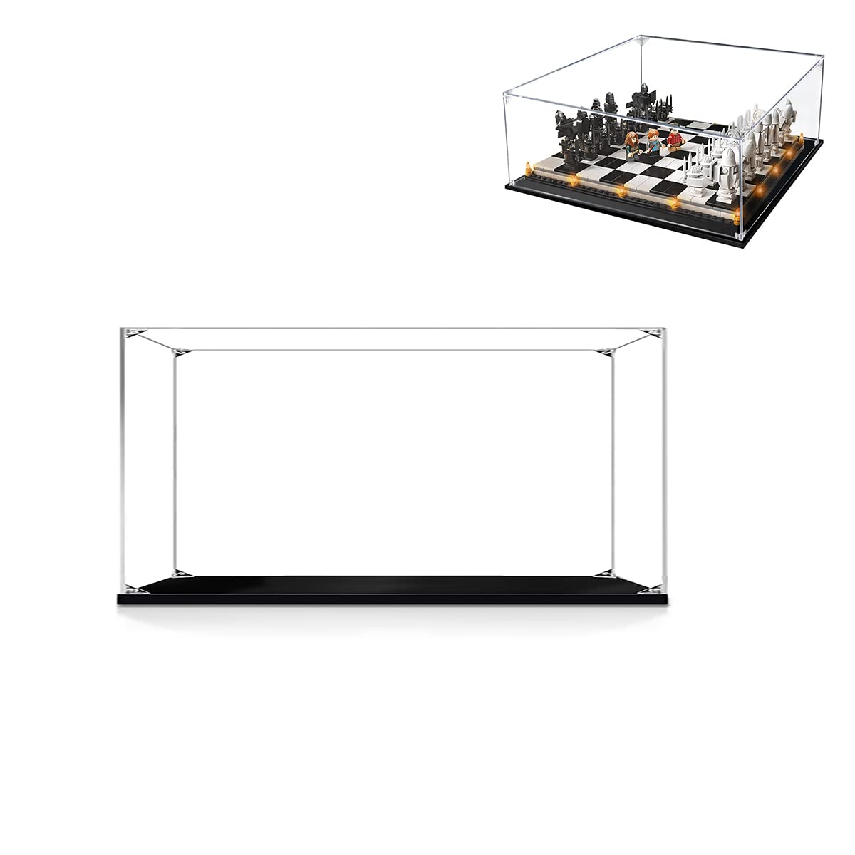 Teca Vetrina Espositiva per Lego Scacchiera 76392 Modello‌ | 30x30x15 cm, 2mm, Antipolvere, da montare, Vetrinetta Acrilico Trasparente per Collezionismo, Modellini, Statue
