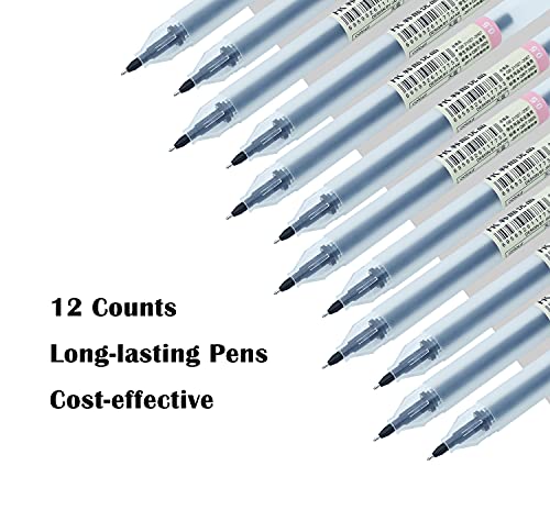 Premium Black Gel Pens, [0.5mm] Extra Fine Point Pens Smooth Writing Ballpoint Pens for Japanese Office School Stationery Supply (12 Packs) - Thumbnail 5