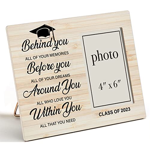 Nurawo Positive Graduation Quote Wood Picture Frame Rustic Behind You All Your Memories Wooden Photo Frame For Tabletop Or Wall Display (For 4X6 Photo), Graduation Gift For Class Of 2023 #TOP6