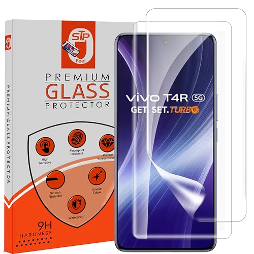 Image of STP FEEL 2 Pack Unbreakable Membrane Screen Protector Guard Compatible For Vivo T4R 5G, 6.77 Inch | Hydrogel Membrane Ultra Smooth Touch with Finger Print Support - HD /3 Months Warranty