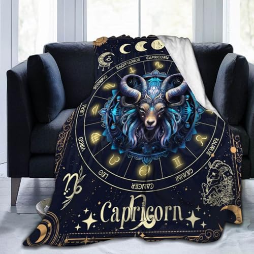 Homieblanket Capricorn Zodiac Blanket for Boys Girls, Secret Astrology Themed Design Printed Throw Blankets for Kids Lap, Chair Sofa, Soft Fleece Cozy Blanket, 40