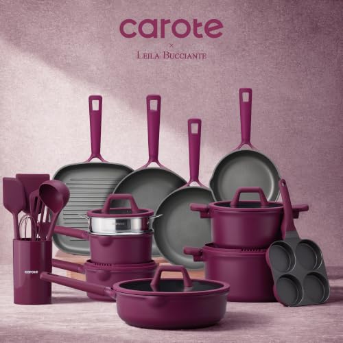 Image of CAROTE 31PCS Pots and Pans Set, Nonstick Cookware Set Kitchen Non Stick Induction Cookware Non-toxic Granite Cooking set, PFOA Free