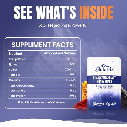 Image of Himalayan Shilajit Honey Snaps | Shilajeet Resin with Honey and Kesar Flavour | 600mg Pure Himalayan Shilajit | Improve Energy Strength and Immunity Booster for Men and Women (Pack of 5)