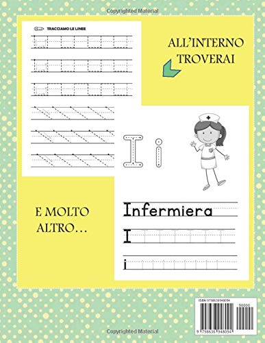 IMPARIAMO A SCRIVERE CON LE PROFESSIONI: Libro per bambini di pregrafismo e prescrittura per età di 3-4-5-6 anni, libro di attività per bambini in età ... tracciare e scrivere linee, forme e lettere.