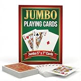 Bedwina Giant Jumbo Playing Cards, Large Print Playing Cards for Seniors, Kids, Adults - Funny Deck of Professional Poker Giant Card Games, Casino Theme Party Decorations, Low Vision Gift - 5X7 Inch
