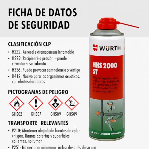Miniatura 5 de Wurth Grasa Líquida En Spray, 500 Ml, Lubricante Con Aceites Sinteticos Super Adhesivo Para Cadenas, Rodamientos, Alta Resistencia A Presión Y Velocidad, Moto, Kart, Vici Y Maquina Industrial