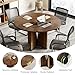 LITTLE TREE 39-Inch Conference Table for 4, Round Meeting Table with X-Shape Pedestal, for Office, Conference Room, Small Spaces, Dark Brown