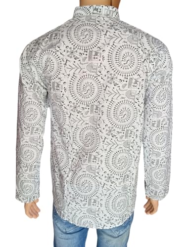 Image of Men's Printed Cotton Blend Full Sleeve Straight Kurta Regular Fit Short Kurta Shirt for Men