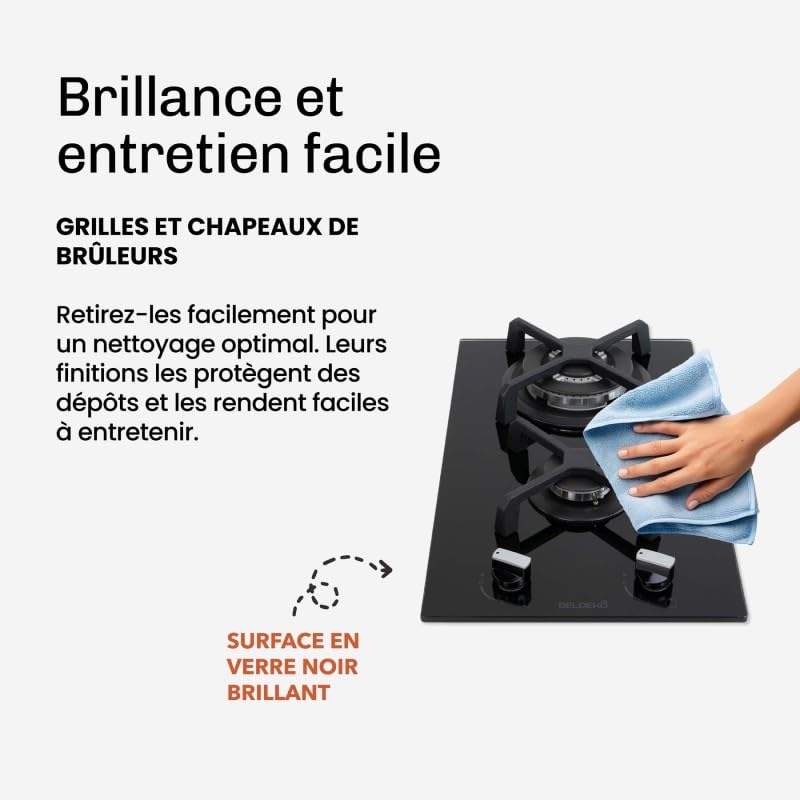 BELDEKO Plaque Gaz 2 Feux Domino 5200W Double Couronne - Marque Française