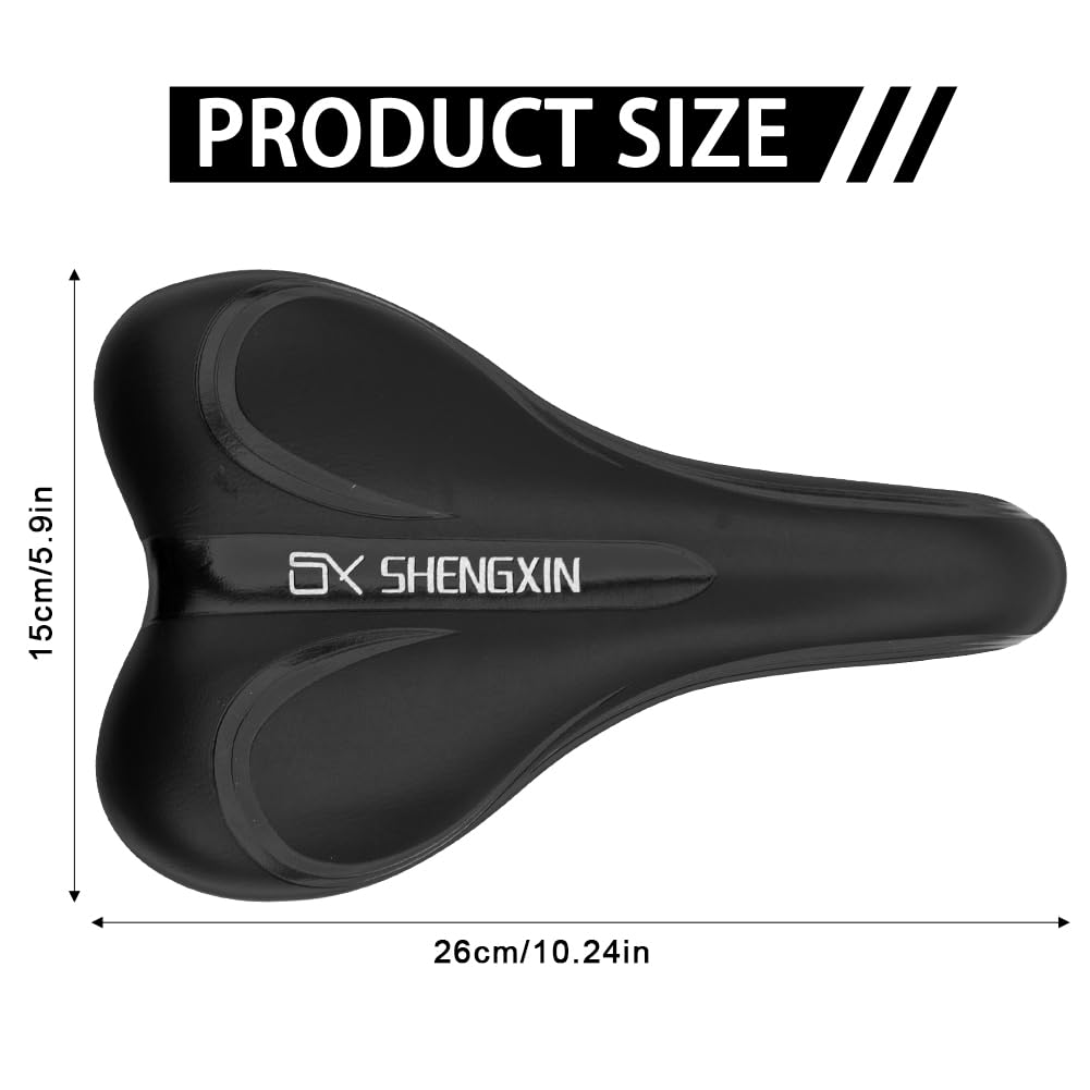 PU Leather Mountain Bike Saddle - Waterproof Cycling Seat for Mountain Road, Spinning & Exercise Bikes, Black - Image 2