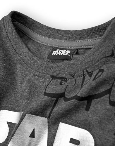 STAR WARS Boys T-Shirt | Kids Dark Grey Short Sleeve Graphic Tee | Sci-fi Movie Film Character Merchandise Gift4