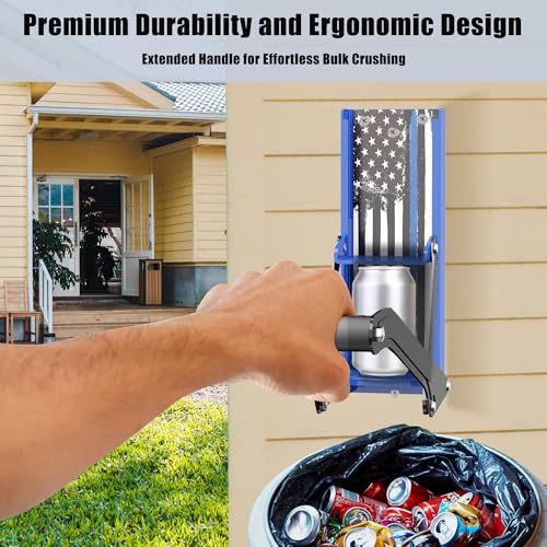 NEWPO Manual Can Crusher -16oz Can Crusher Wall Mounted, Beer Can Crusher for Recycling 8oz-16oz Beer Soda Cans,Can Smasher for Recycling Aluminum Seltzer, Bottles, Gadgets for Home - American Flag - Thumbnail 6