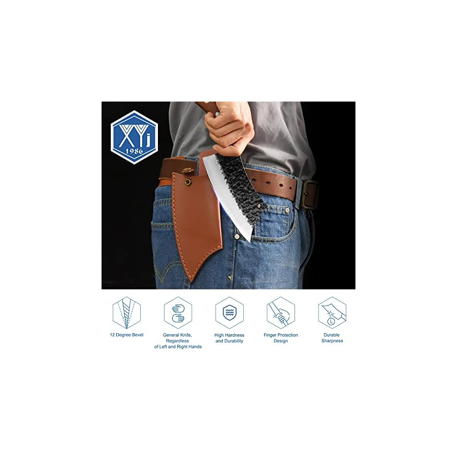 XYJ Authentic FULL TANG 6.2 Inch Kitchen Knife Chef Knives With Carrying Leather Sheath Slicing Cutting Butcher Knives For Meat Vegetable Cooking Tool, Meat Cleaver