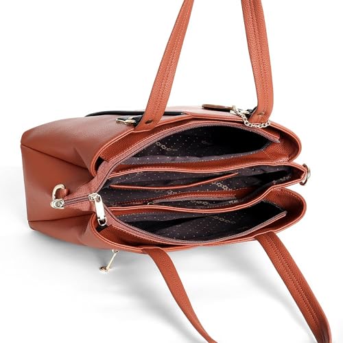 Image of Gold Rose Women's Vegan Leather Handbag - Stylish Shoulder and Crossbody Bag for Women | Multi-Compartment Office, Party and Daily Use Purse