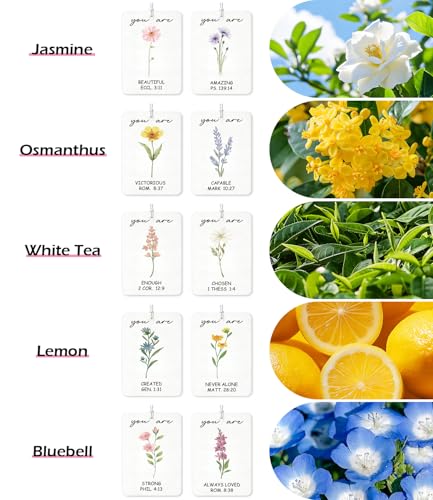 Image of 10PCS Christian Car Air Fresheners - Inspirational Floral Bible Verse Christian Car Accessories for Women - Car Mirror Hanging Accessories, Christian Gifts, Religious Gifts for Women