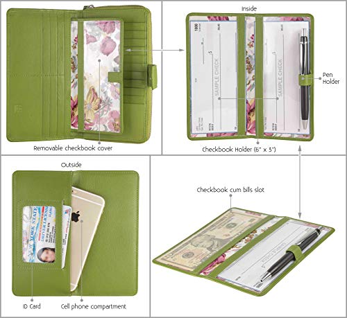 Image of Big Fat RFID Blocking Leather Organizer Checkbook Wallets For Women - Clutch