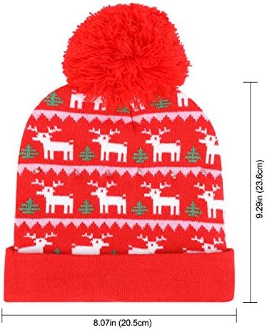QKURT Stylish Unisex LED Light Up Beanie Hat Knit Cap, Colorful Xmas Christmas Beanie Cap for Ugly Christmas Sweater Party Holiday Party Favor Supplies Indoor and Outdoor Winter Snow Hat