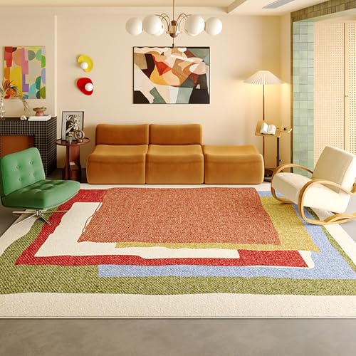 Alfombra de pelo bajo lavable con reverso firme para sala de estar 2
