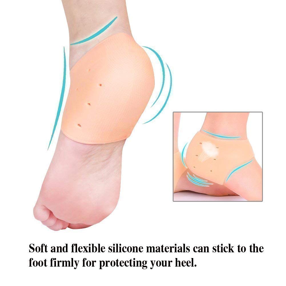 Spefez Silicone Gel Heel Pad Socks For Heel Swelling Pain Relief,Dry Hard Cracked Heels Repair Cream Foot Care Ankle Support Cushion Combo - For Men And Women 1