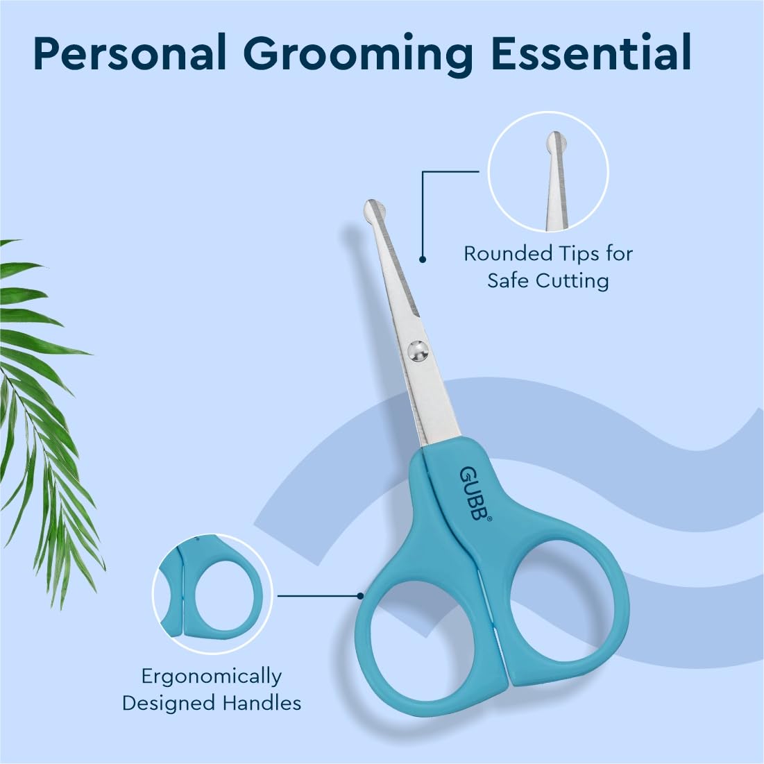 GUBB Safety Scissor Designed for Men and Women With Protective Sleeves | Round Tips for Safe hair cutting | Easy beard and moustache trimming | Multipurpose | Rust resistant | Stainless steel