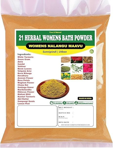 Her.bal Ba.th Pow.der 100 Grms | 21 Her.bal Nala.ngu Maa.vu | Ub.tan Ba.th Pow.der FA.ce Pa.ck | Ma.sk (Pack of 1)