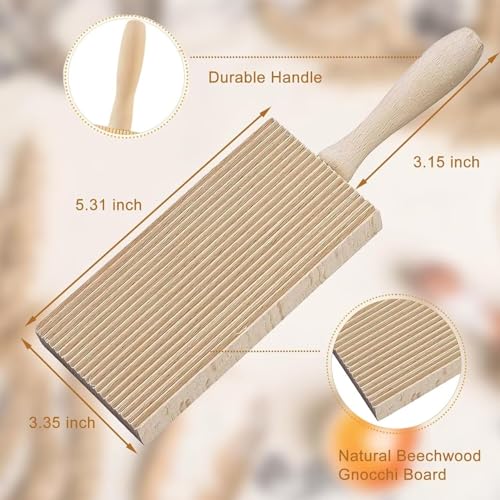 Tabla para Gnocchi y Fabricante de Pasta Gnocchi – Tabla de Pasta Cavatelli de Madera de Haya Natural para Pasta Casera Perfecta, 21,5 x 8,5 x 2,0 cm – Regalo Ideal para Amantes de la Pasta, 1 Unidad miniatura 4