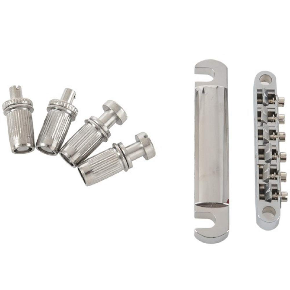 N / AGuitar Tailpiece Bridge, Guitar Parts 1 Set Vintage Style Tune-o-Matic Bridge and Tailpiece Set Saddle Bridge for 6 String Electric Guitar